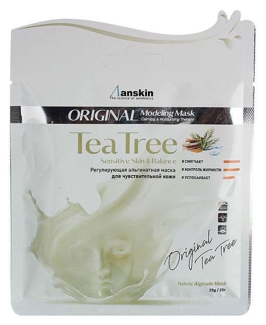 Маска для лица альгинатная с экстрактом чайного дерева и алоэ Anskin