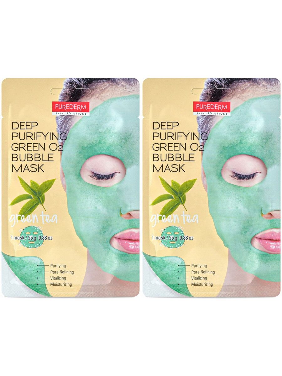 Кислородная очищающая маска с экстрактом зеленого чая Purederm Кислородная очищающая маска с экстрактом зеленого чая Purederm
