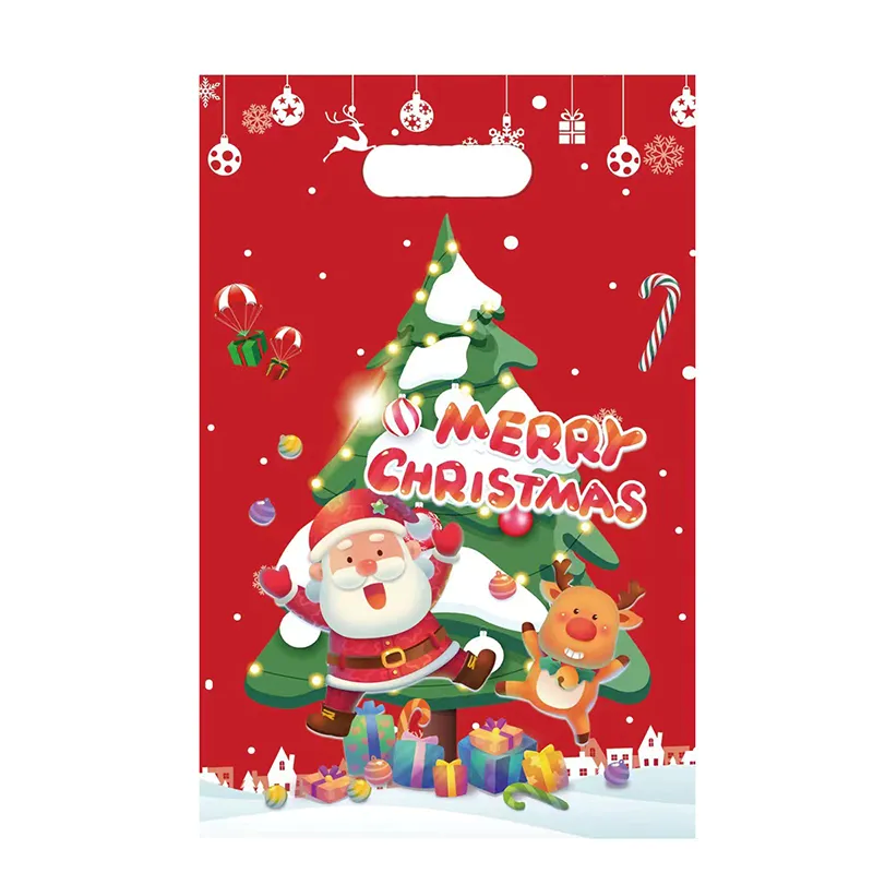 Яркий подарочный пакет Санта-Клаус красный 25см*17см